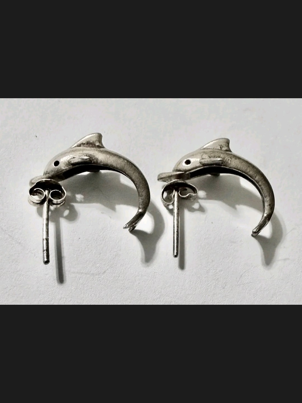 Unique Vintage Dolphin Stud Earrings in Sterling Silver